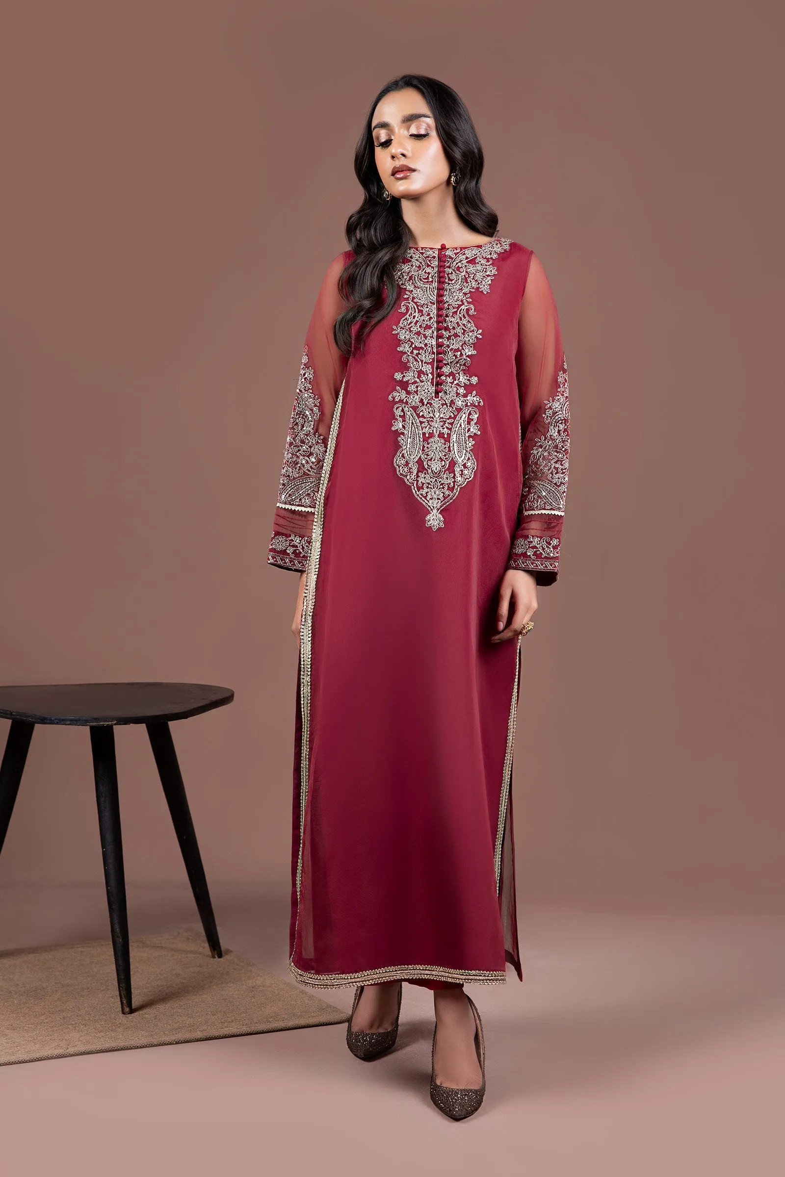 2 Pc Embroidered Organza Suit | MB-F24-508