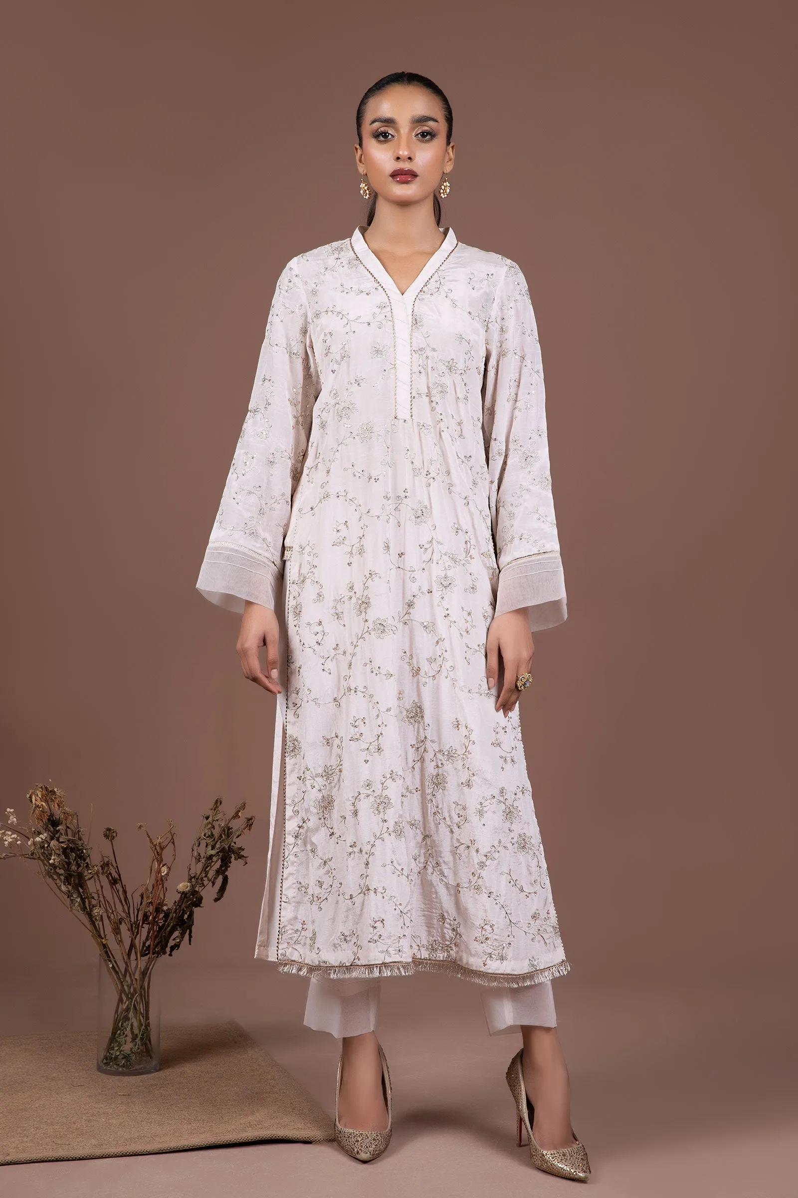 2 Pc Embroidered Raw Silk Suit | MB-F24-510