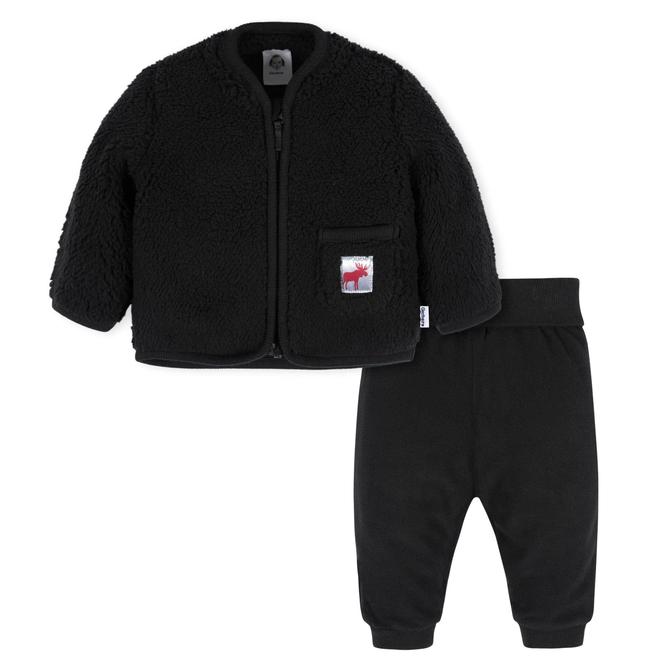 2-Piece Baby & Toddler Boys Moose Sherpa Jacket & Jogger Set