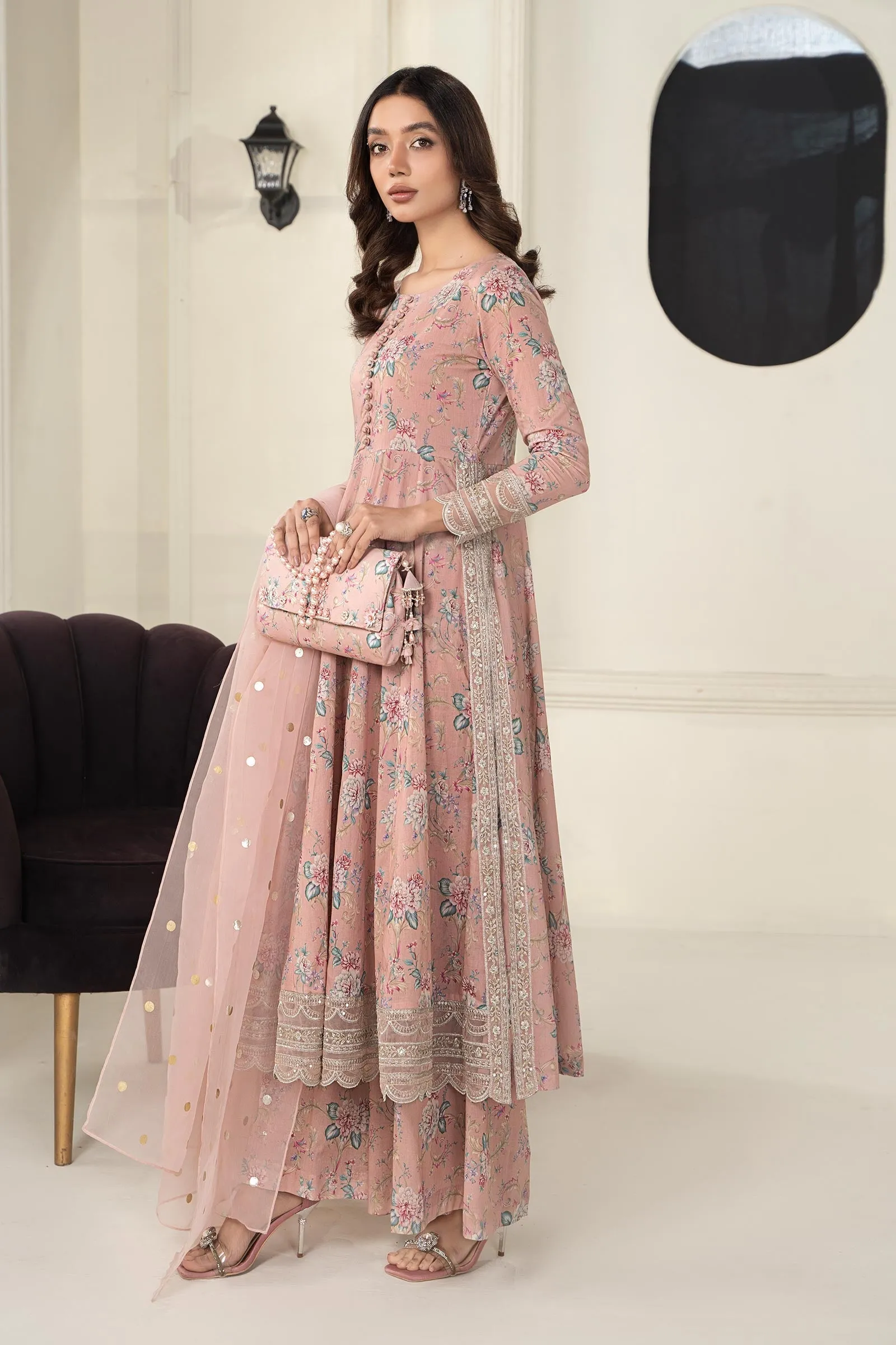 3 Piece Embroidered Lawn Suit | DW-EF24-131