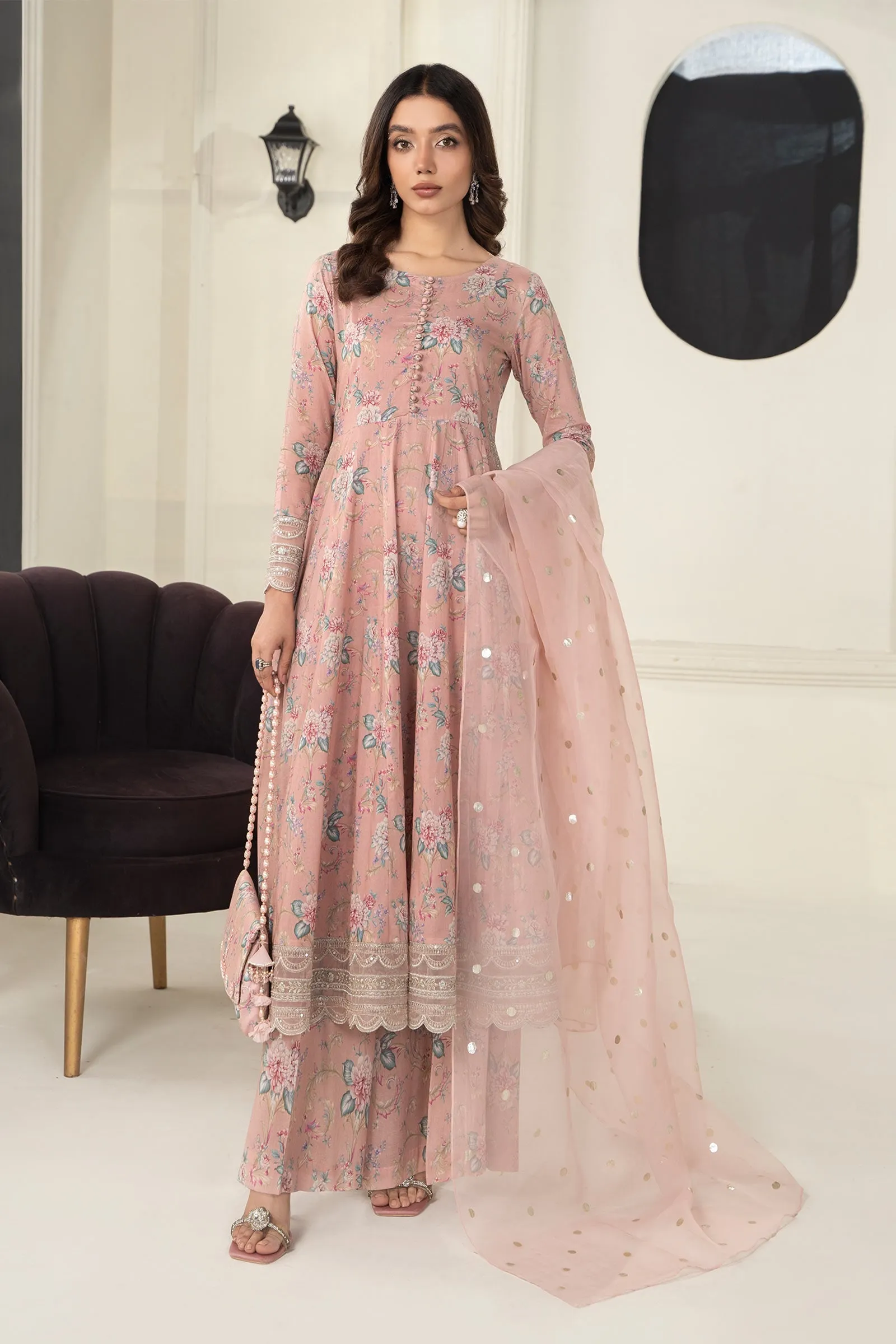 3 Piece Embroidered Lawn Suit | DW-EF24-131