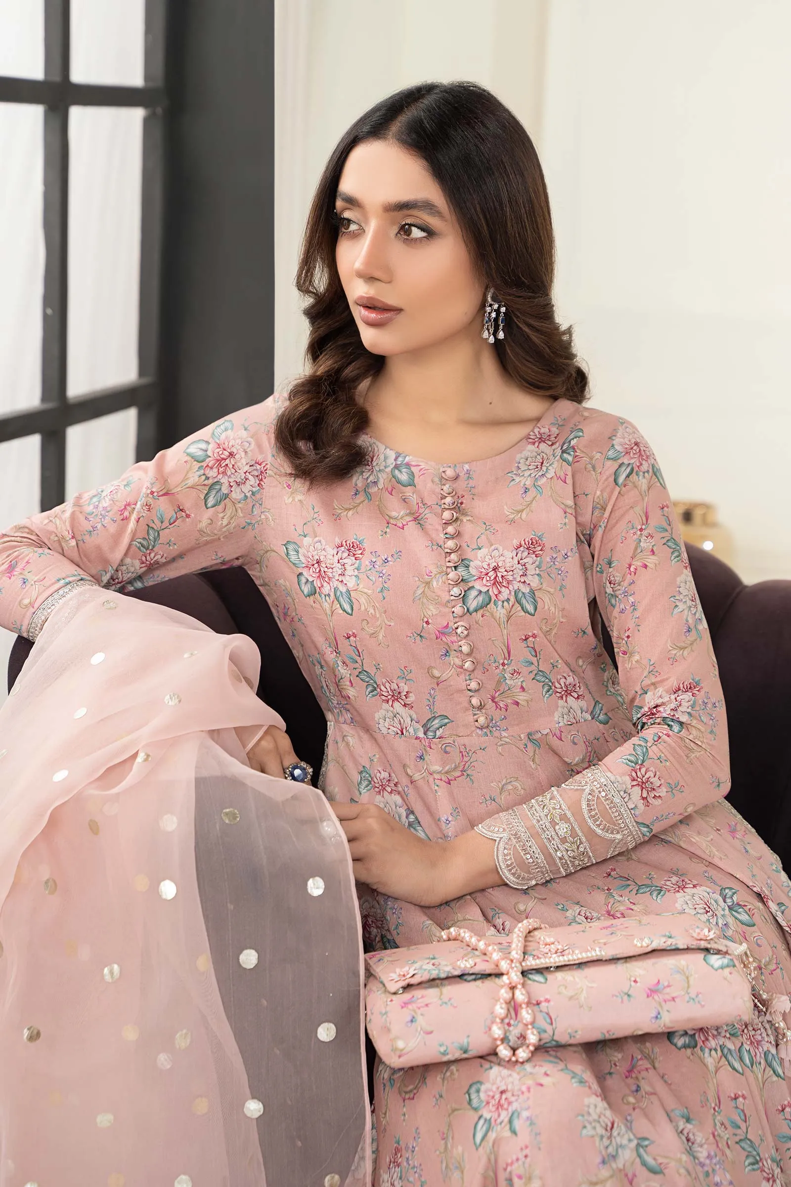 3 Piece Embroidered Lawn Suit | DW-EF24-131