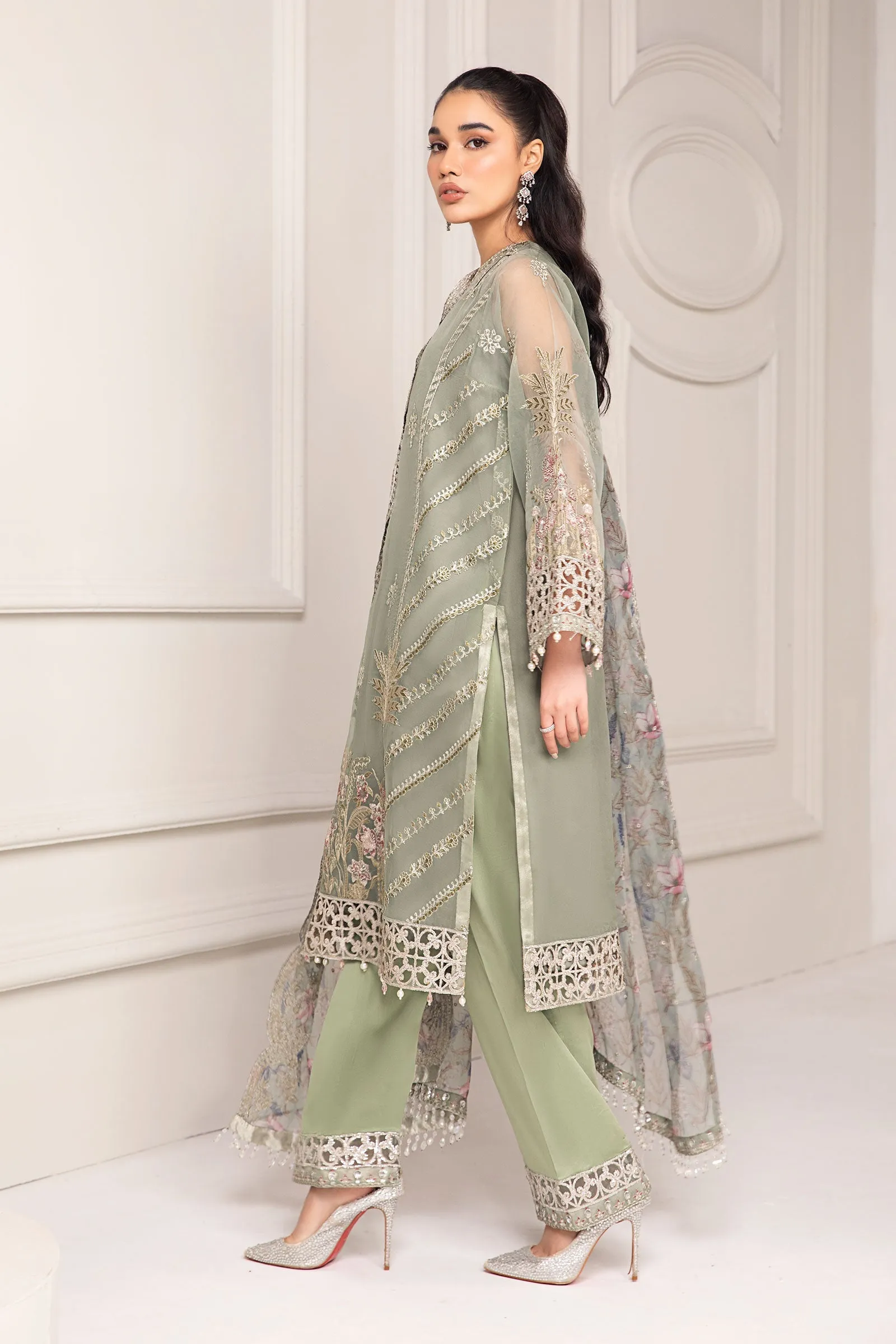 3 Piece Embroidered Organza Suit | SF-EF24-12