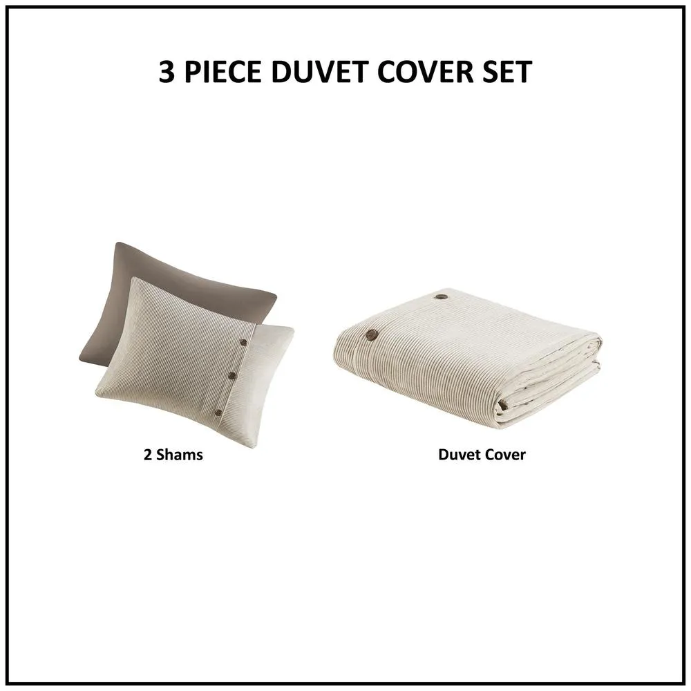 3 Piece King/Cal King Modern Boho Corduroy Duvet Cover Set