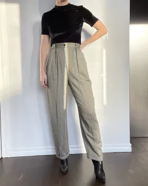 90s Cozy Ultra-Highrise Silk-Blend Herringbone Trousers - 29