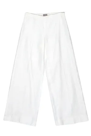 Agnona for Bergdorf Goodman - White Wide Leg Linen Trousers Sz 10