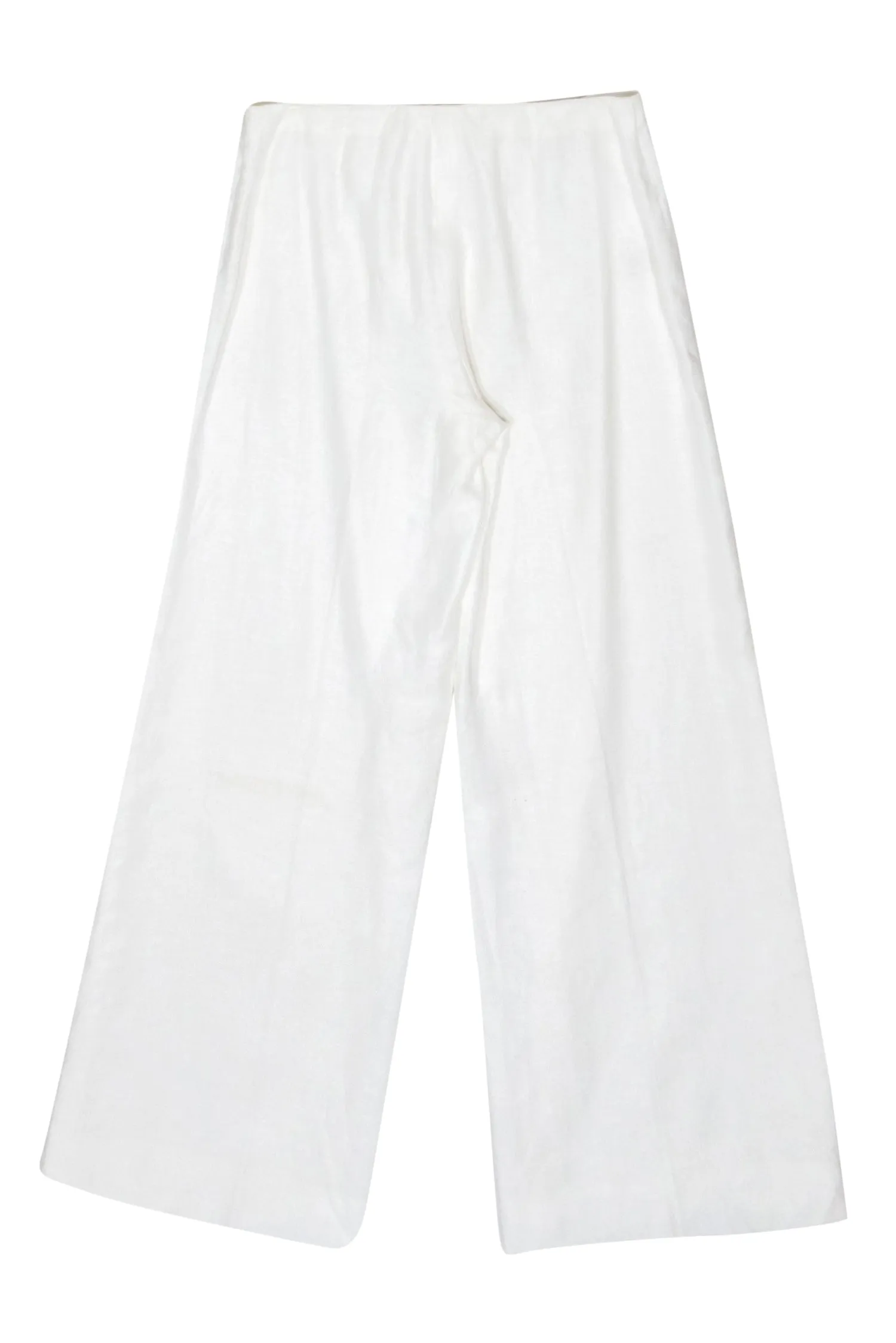 Agnona for Bergdorf Goodman - White Wide Leg Linen Trousers Sz 10