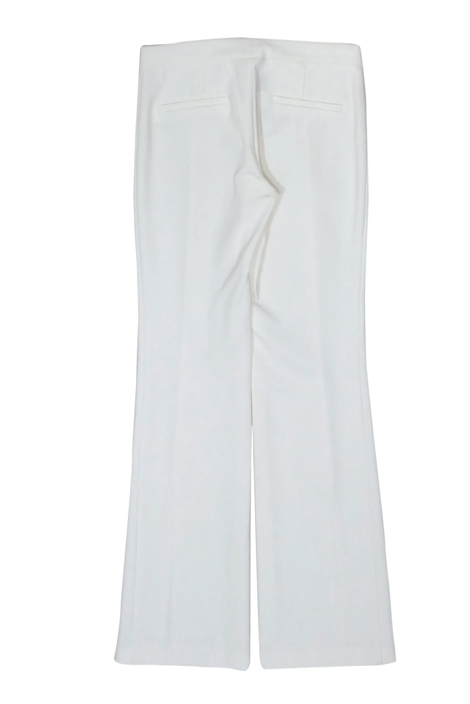 Alice & Olivia - Ivory High Waist Flare Trousers w/ Front Calf Slit Sz 6