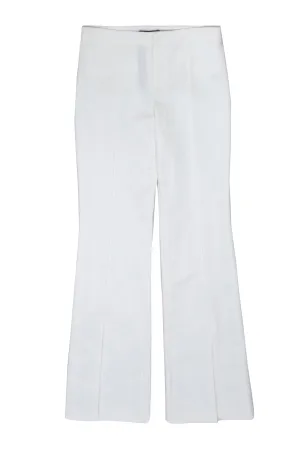 Alice & Olivia - Ivory High Waist Flare Trousers w/ Front Calf Slit Sz 6