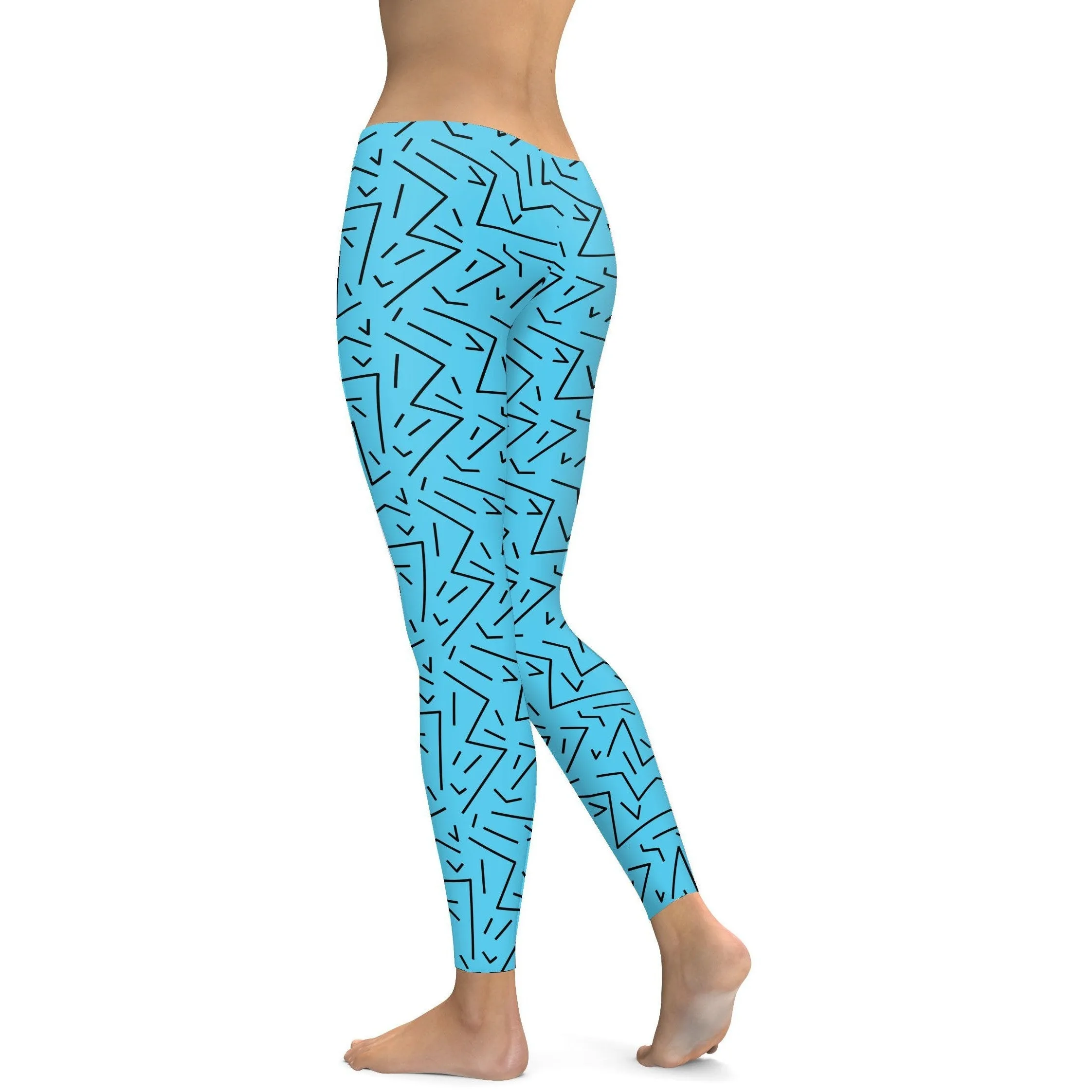 Aqua Black Line Leggings