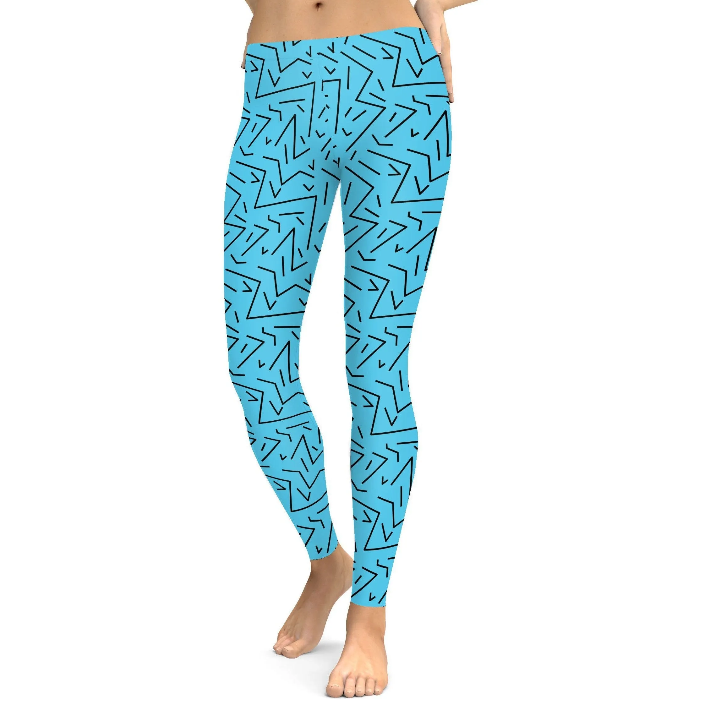 Aqua Black Line Leggings