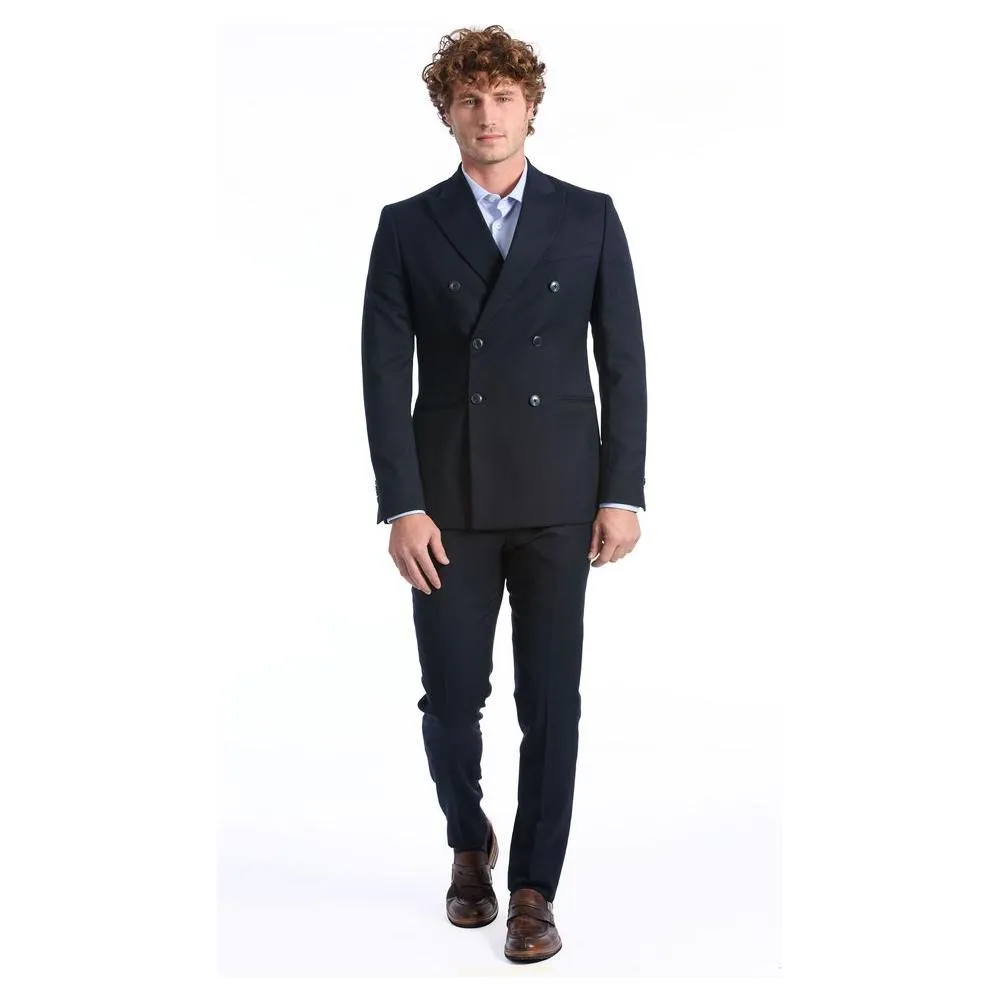 Baldinini Trend Blue Wool Men Suit