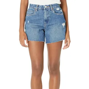 BLANK NYC High Rise Raw Hem Second Round Distressed Denim Shorts