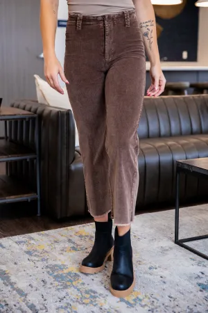 Brown Corduroy Wide Leg Pants