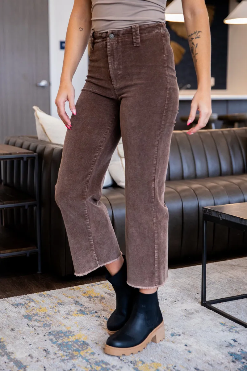 Brown Corduroy Wide Leg Pants