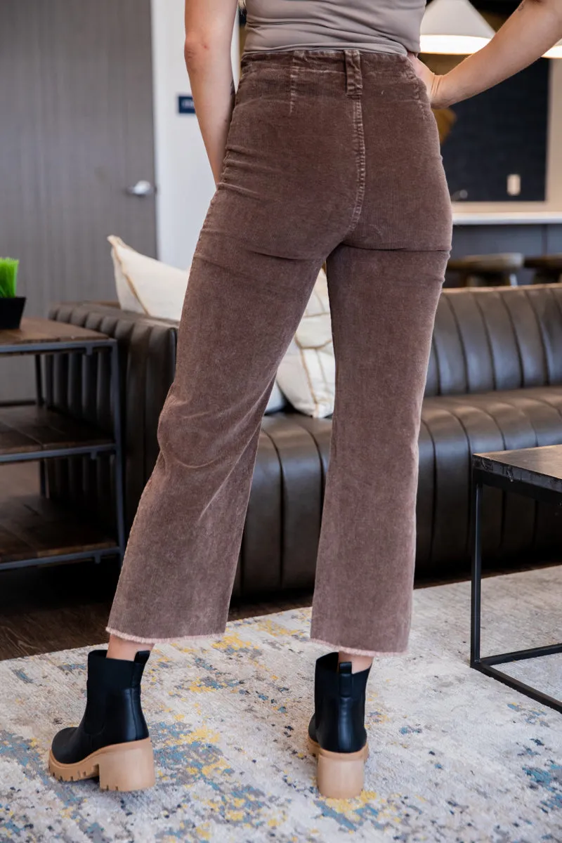 Brown Corduroy Wide Leg Pants