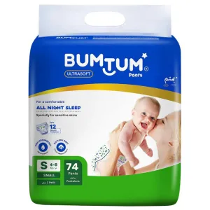 Bumtum Baby Pants Style Diaper(Super Jumbo) Small -Pack of 74