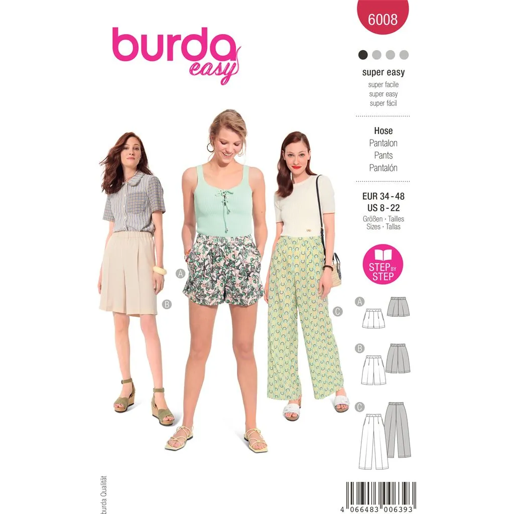 Burda Style Pattern 6008 Misses' Shorts and Trousers B6008