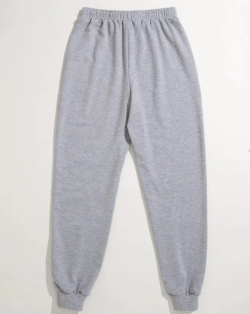 Butterfly Print Drawstring Waist Jogger Pants - Grey