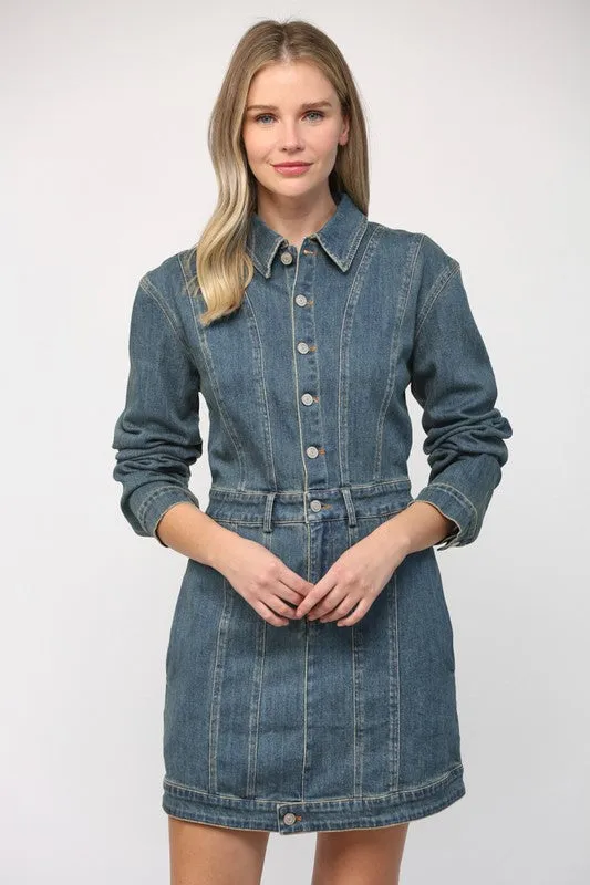 Button Front Denim Dress