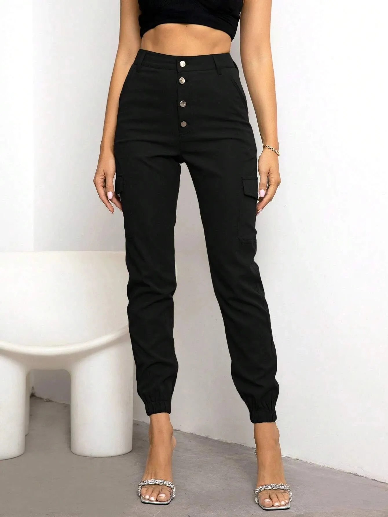 Buttoned Regular Fit Cargo Pants