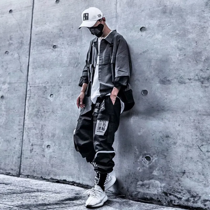 Cargo Tactics Hip Hop Elastic Waist Streetwear Style Men Pants