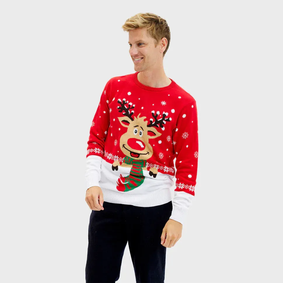 Cheerful Men's Sweater with Reindeer Design