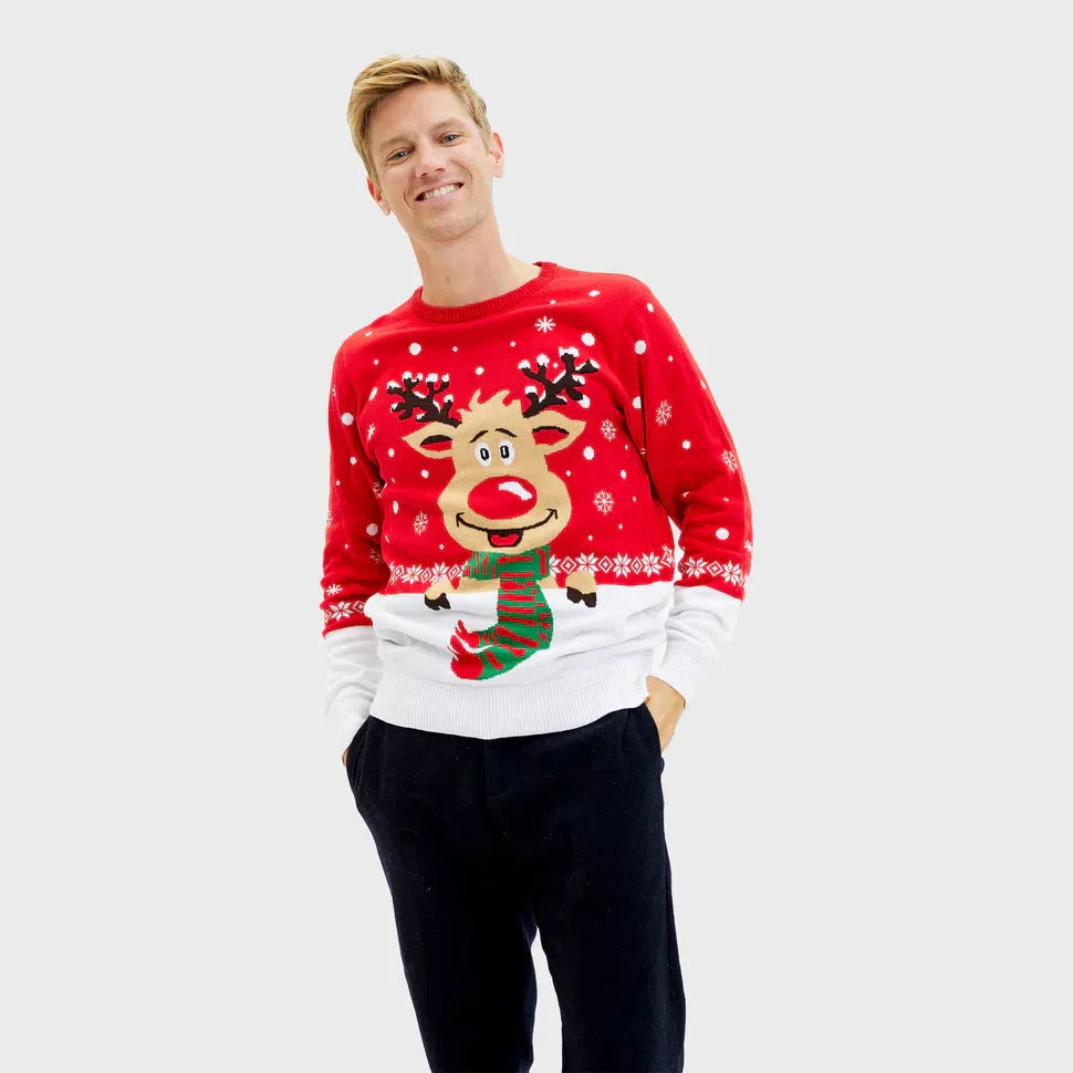 Cheerful Men's Sweater with Reindeer Design