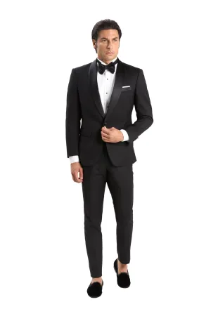 Classic Black Shawl Lapel 1 Button Tuxedo