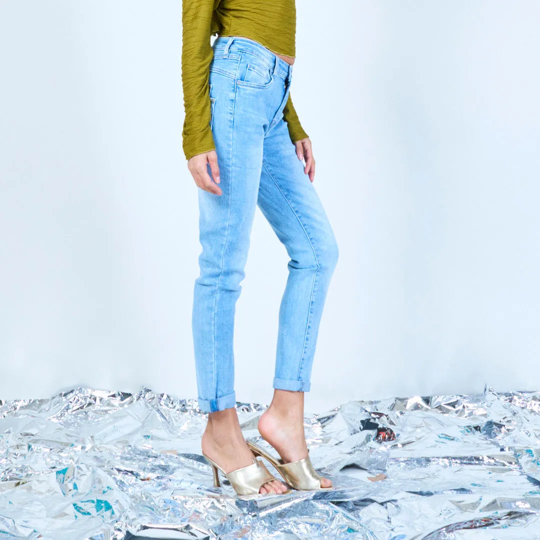 Classic mid-rise straight jeans wholesale