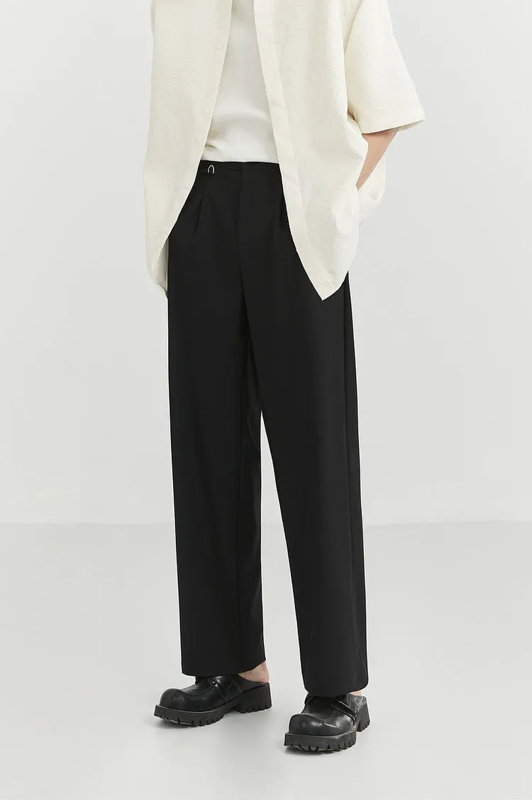 Classic Pleated Trousers with Wide-Leg Cut