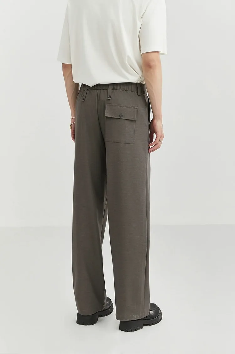 Classic Pleated Trousers with Wide-Leg Cut