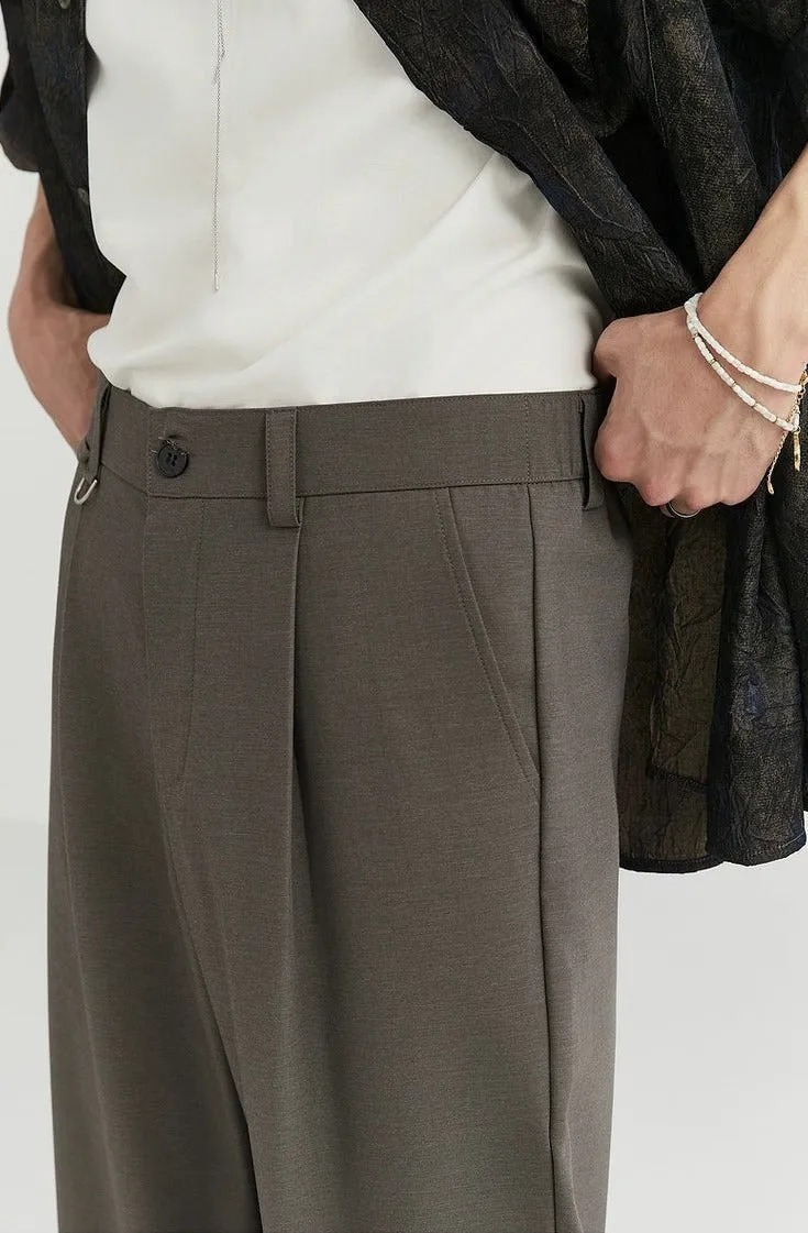 Classic Pleated Trousers with Wide-Leg Cut