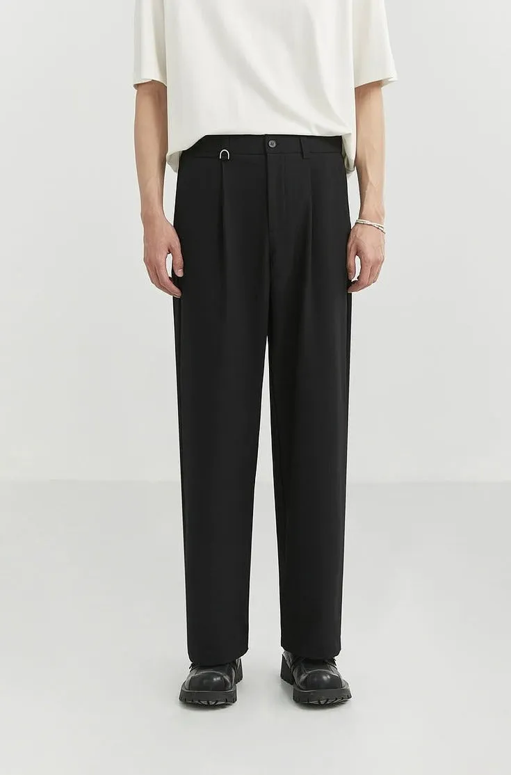 Classic Pleated Trousers with Wide-Leg Cut