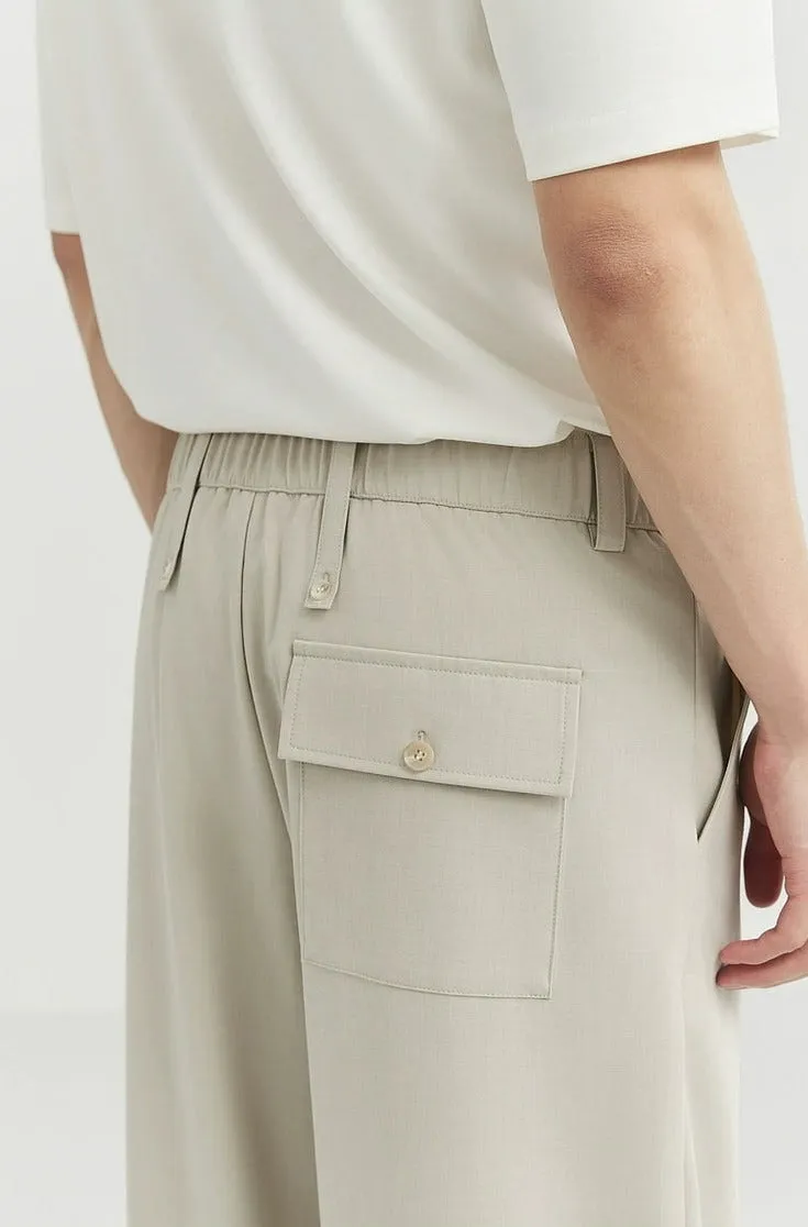 Classic Pleated Trousers with Wide-Leg Cut