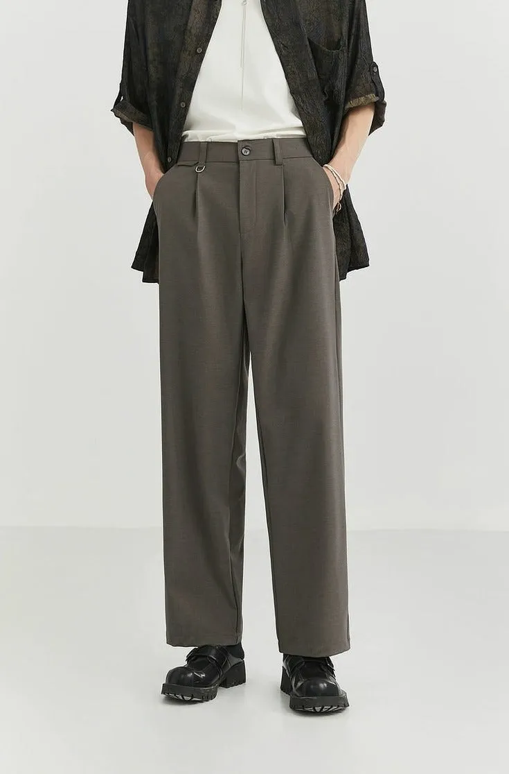 Classic Pleated Trousers with Wide-Leg Cut