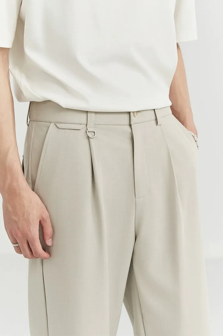 Classic Pleated Trousers with Wide-Leg Cut