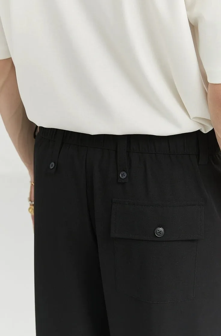 Classic Pleated Trousers with Wide-Leg Cut