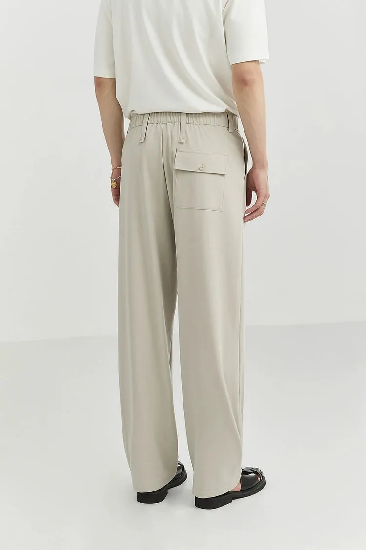 Classic Pleated Trousers with Wide-Leg Cut