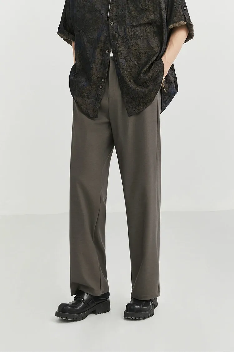 Classic Pleated Trousers with Wide-Leg Cut