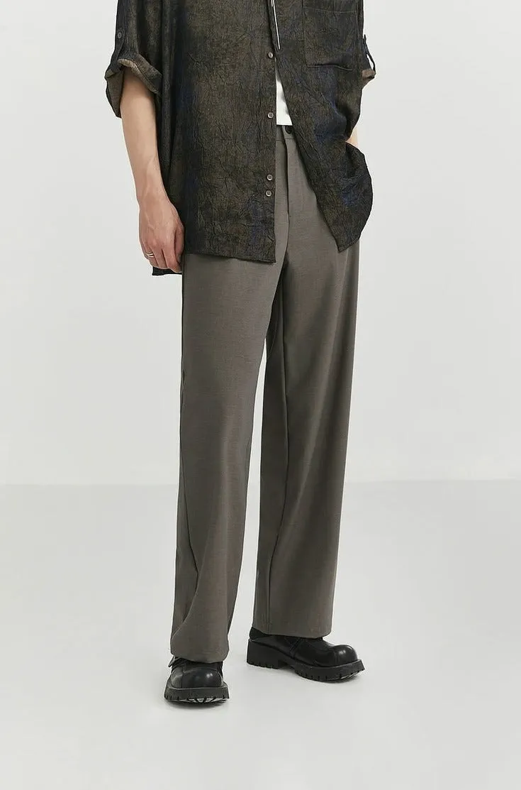 Classic Pleated Trousers with Wide-Leg Cut