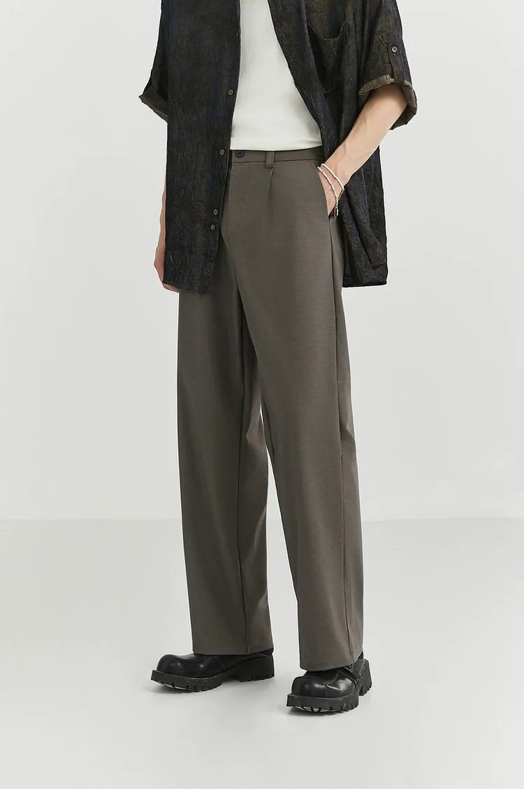 Classic Pleated Trousers with Wide-Leg Cut