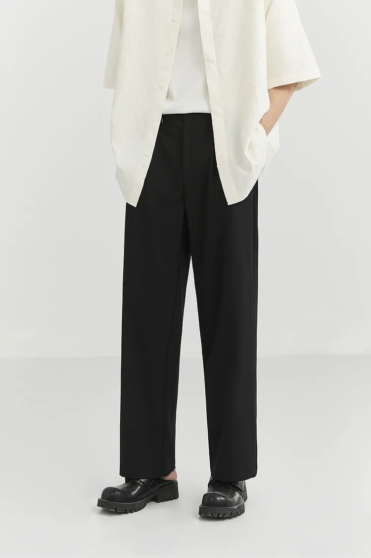 Classic Pleated Trousers with Wide-Leg Cut