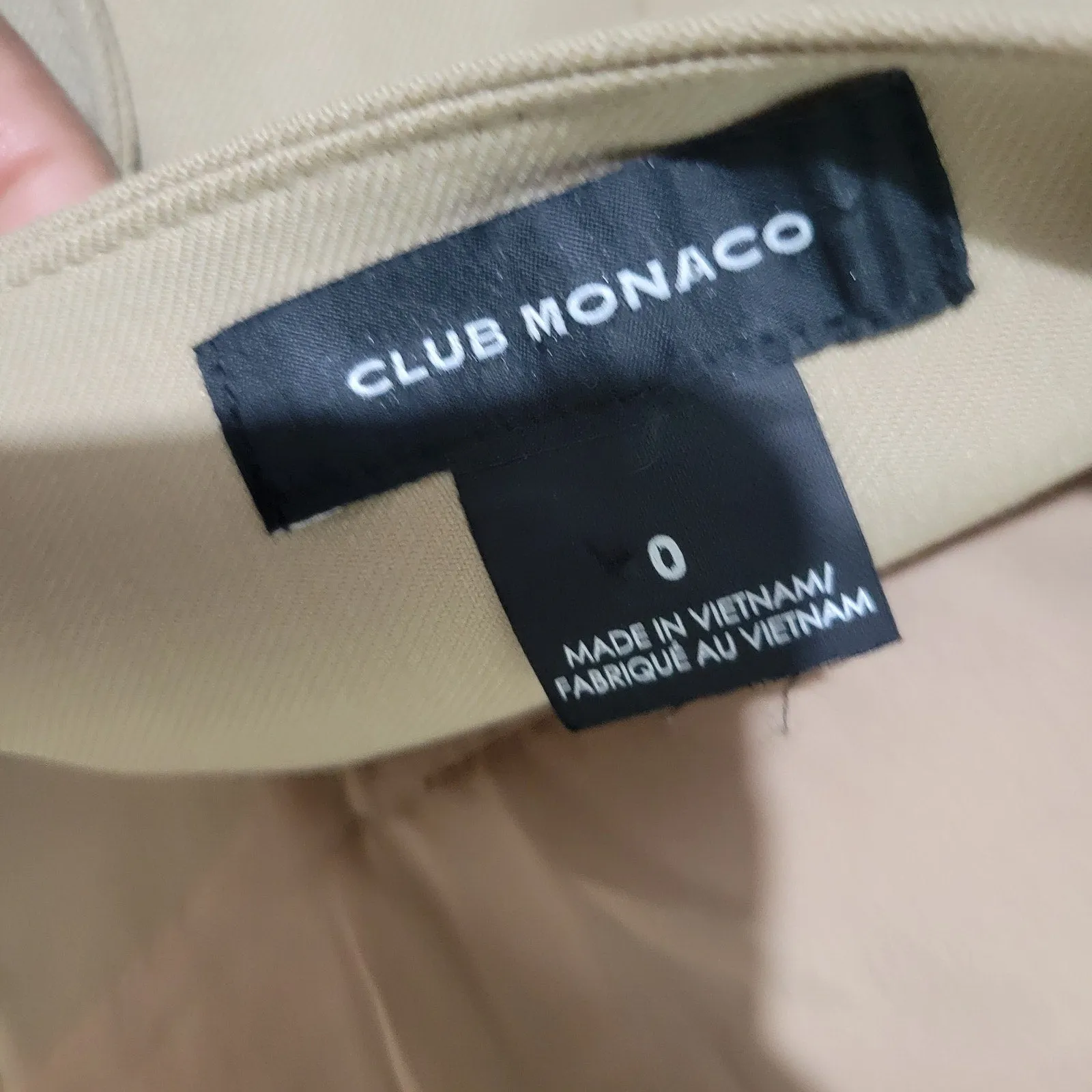 Club Monaco Wide Leg Crop Trousers Tan Tailored Pants Belted Flare Wool Khaki High Waist Gaucho 0