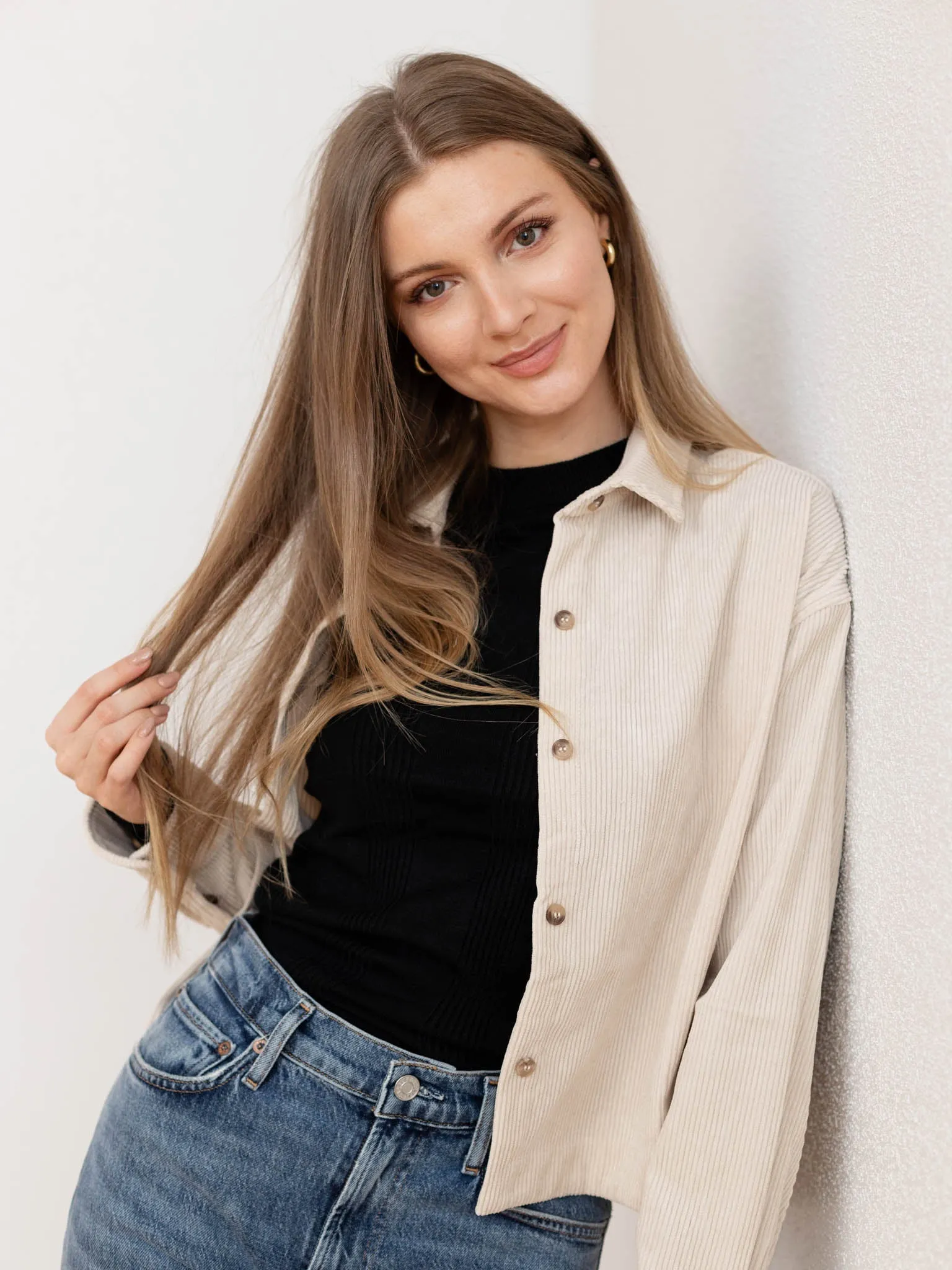 Corduroy Relaxed Cropped Shacket