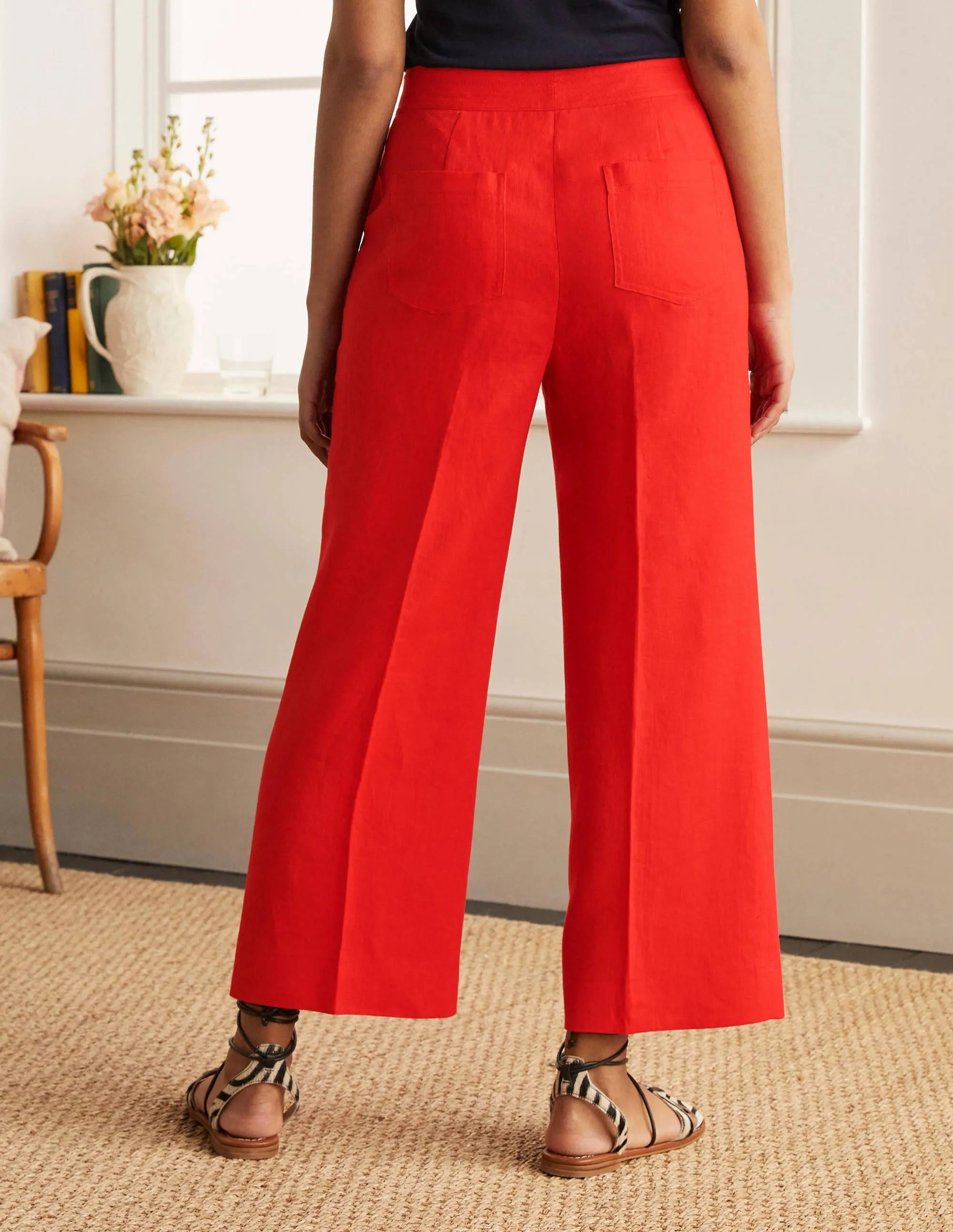 Cornwall Linen Trousers-Cherry Red