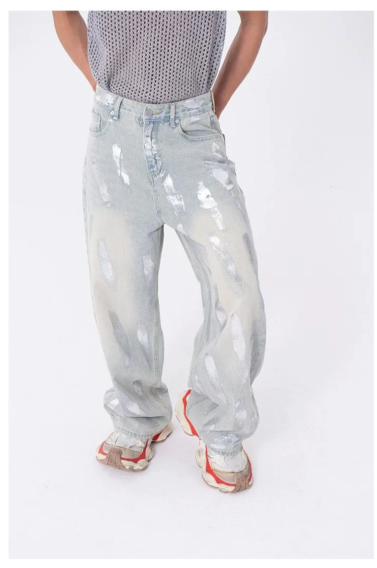 Distressed Wide-Leg Light Wash Jeans