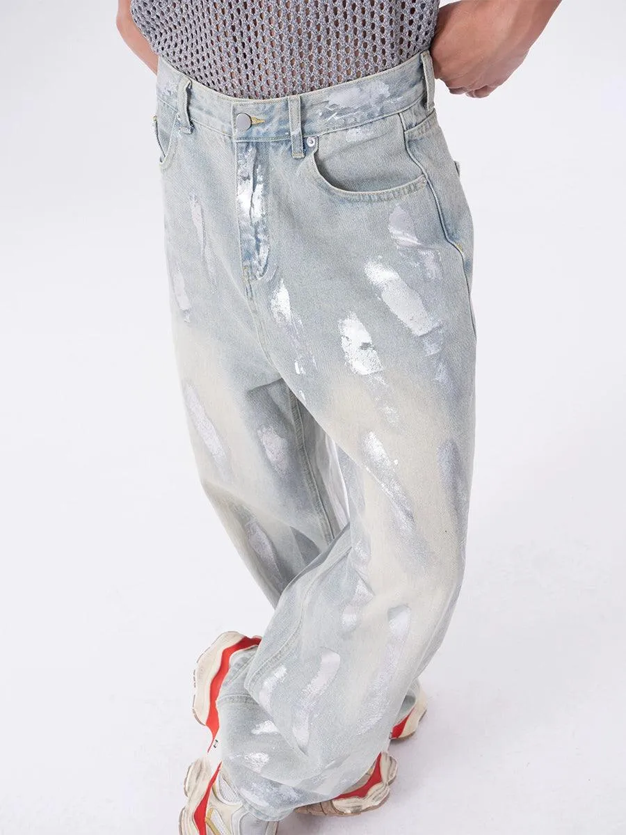 Distressed Wide-Leg Light Wash Jeans