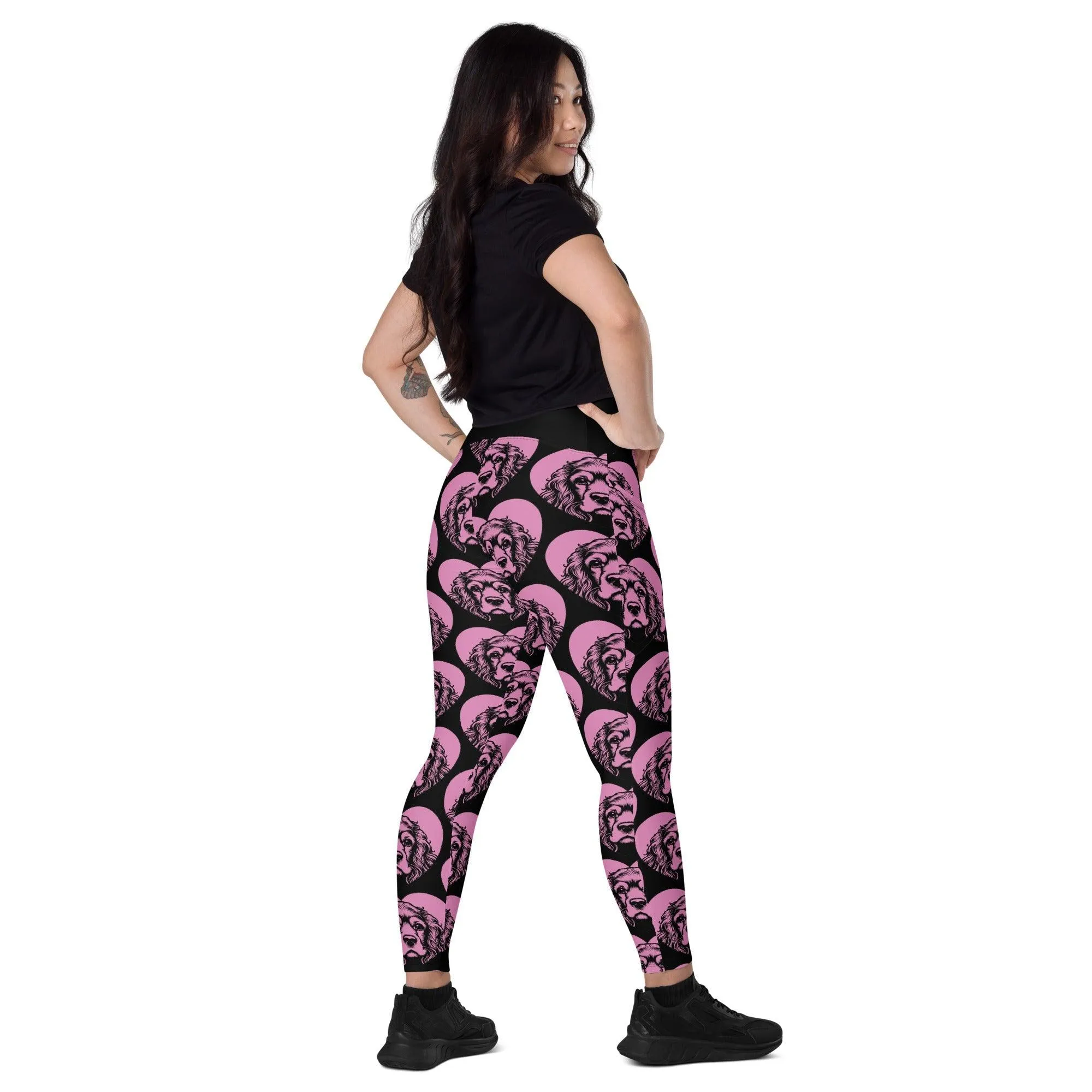 DOG BREED LEGGINGS with pockets - COCKER SPANIEL - HERTTAHOUND - pink