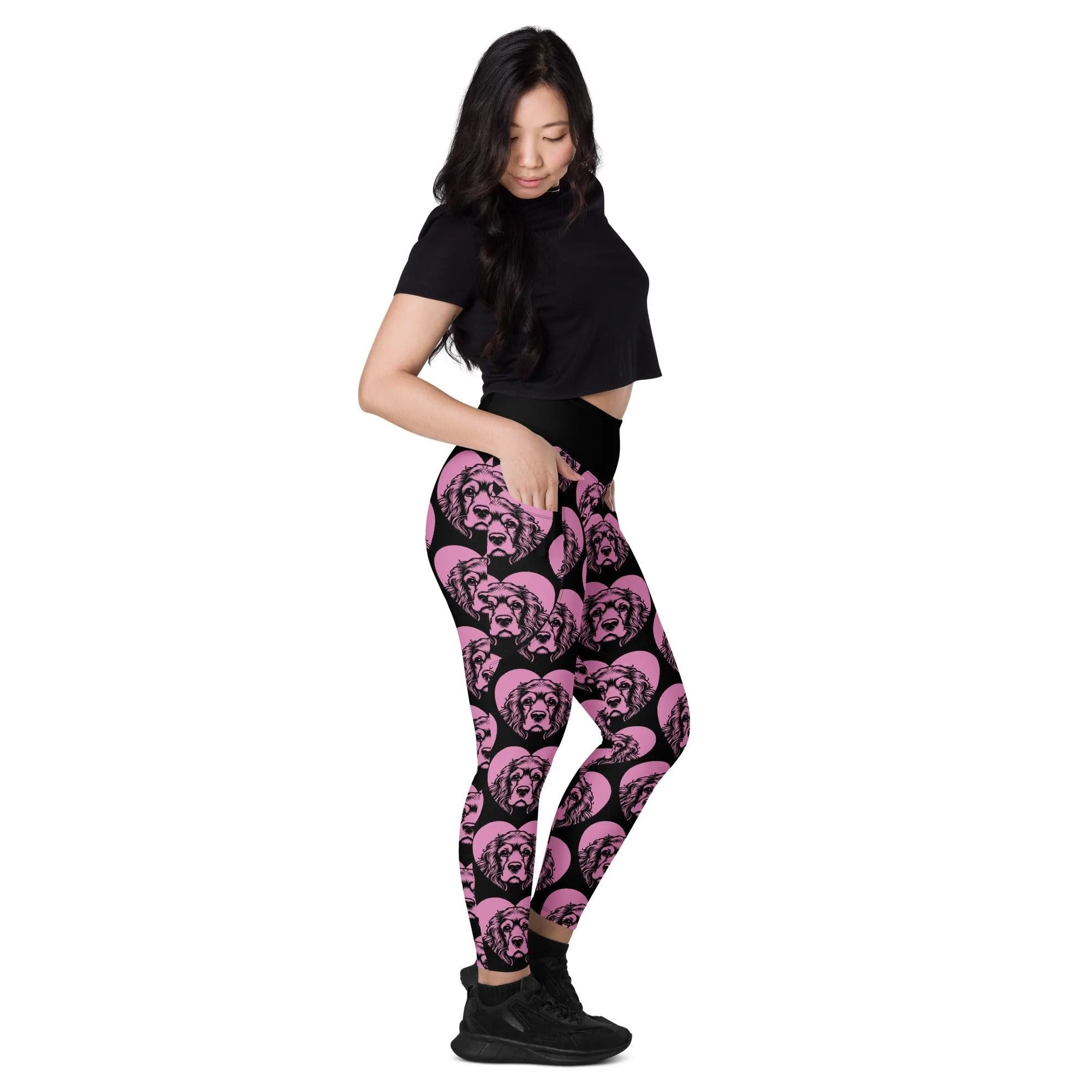 DOG BREED LEGGINGS with pockets - COCKER SPANIEL - HERTTAHOUND - pink